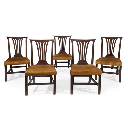 Lot 23 - A set of five Chippendale mahogany side chairs