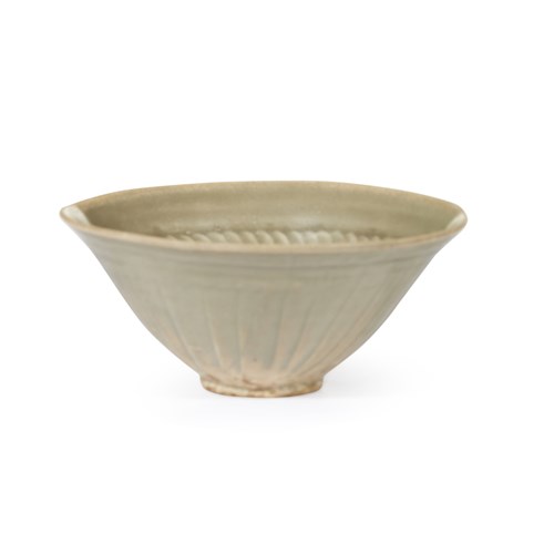 Lot 22 - A small Chinese Yaozhou celadon floriform tea bowl