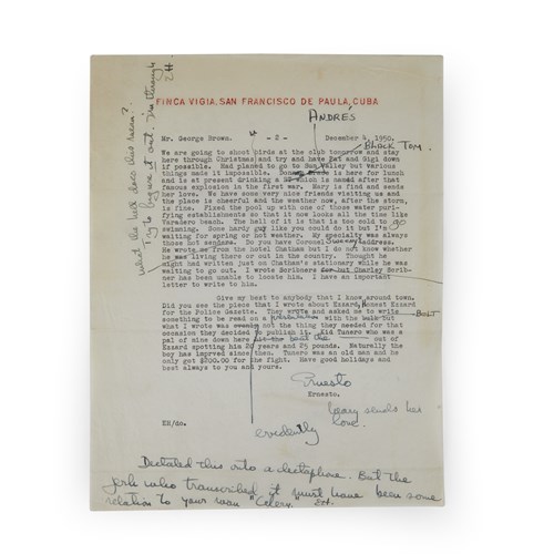 Lot 21 - [Autographs & Manuscripts] Hemingway, Ernest