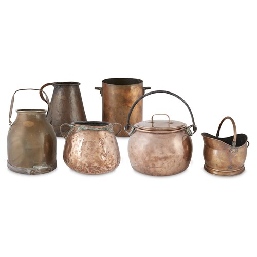 Lot 71 - Group of six copper and brass larger vessels