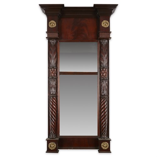 Lot 29 - A Federal brass-mounted mahogany pier mirror