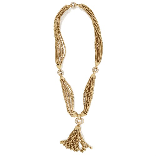 Lot 99 - An eighteen karat gold bead and tassel necklace, Van Cleef & Arpels