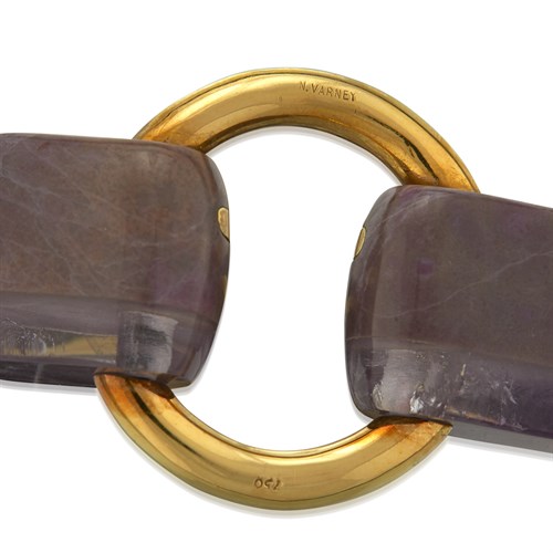 Lot 56 - An eighteen karat gold and amethyst bracelet, Nicholas Varney