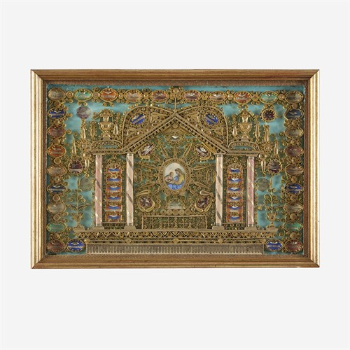 Lot 15 - A large Italian quill work reliquary depicting Saint Anne and the Virgin