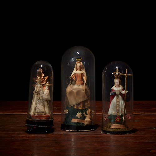 Lot 16 - A collection of German blown glass and wax saints
