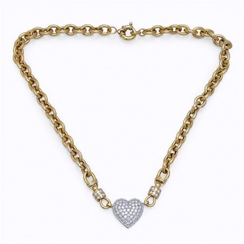 Lot 12 - A diamond, platinum, and gold necklace