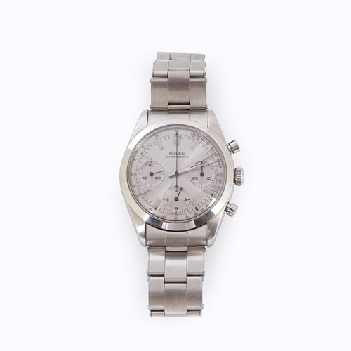 Lot 51 - A stainless steel chronograph bracelet wristwatch, Rolex