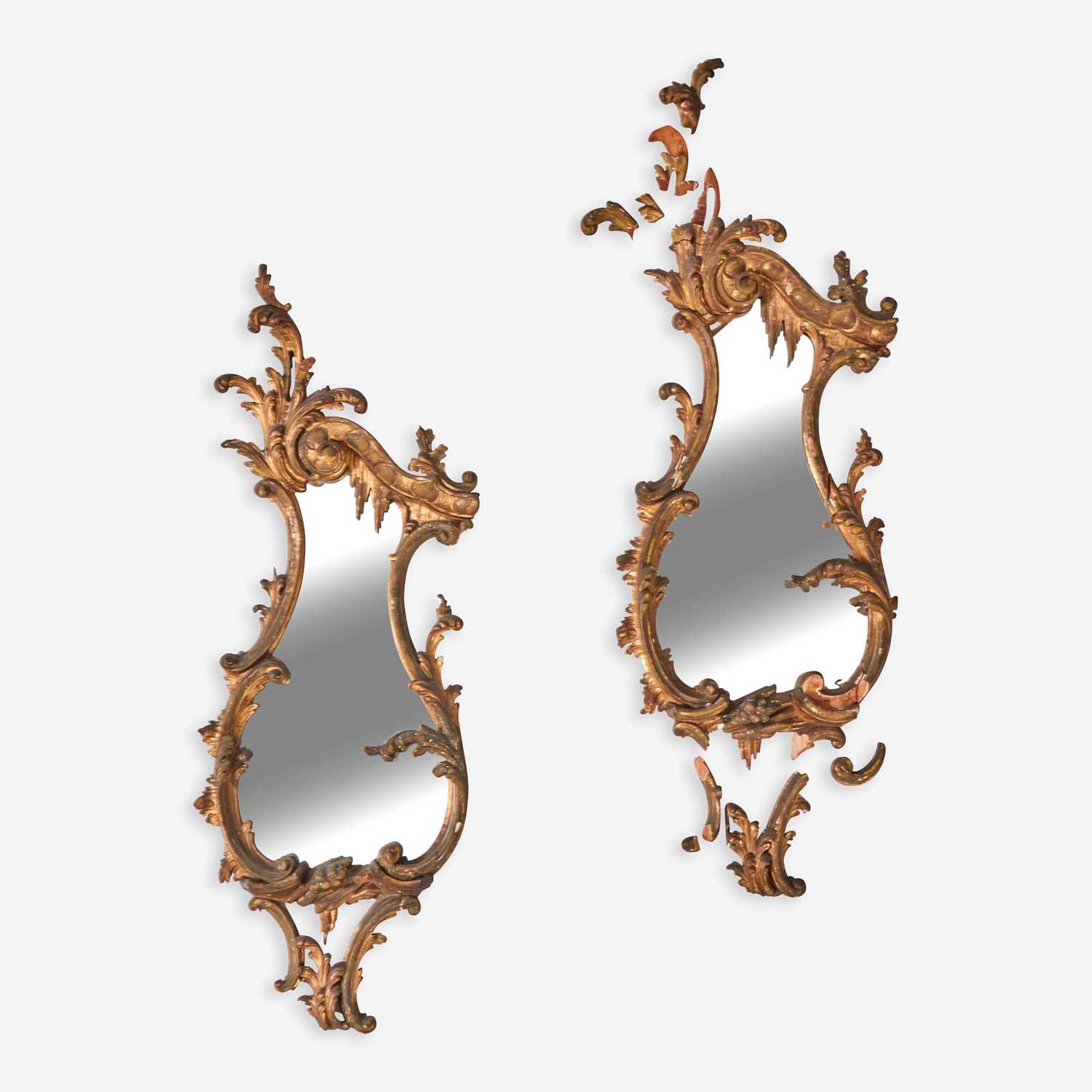 Lot 84 - A Pair of George III Carved Giltwood Cartouche Mirrors