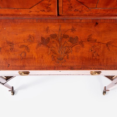 Lot 83 - A George III Marquetry Inlaid Satinwood and Fruitwood bonheur du jour