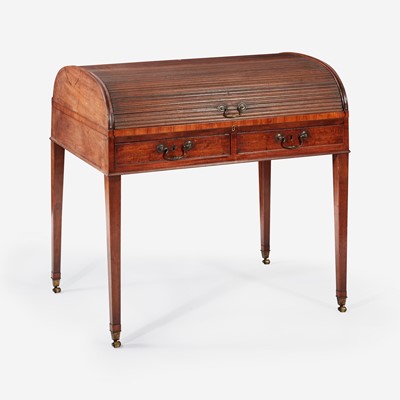 Lot 128 - A George III Brass-Mounted Mahogany Roll-Top Desk