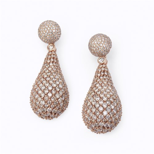Lot 26 - A pair of diamond and eighteen karat rose gold earrings