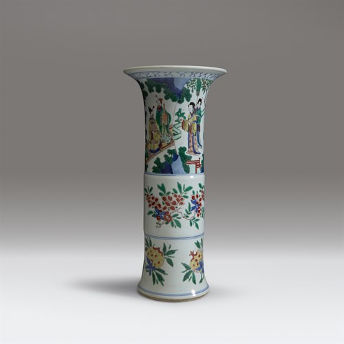 Lot 4 - A Chinese wucai-decorated porcelain beaker vase