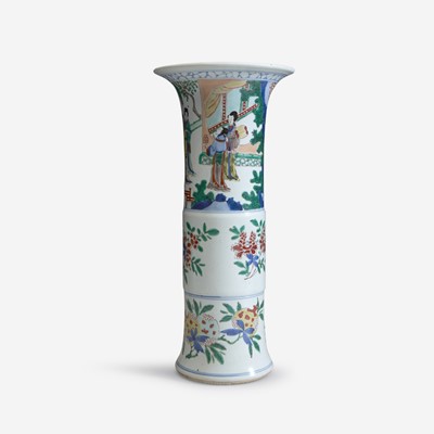Lot 4 - A Chinese wucai-decorated porcelain beaker vase