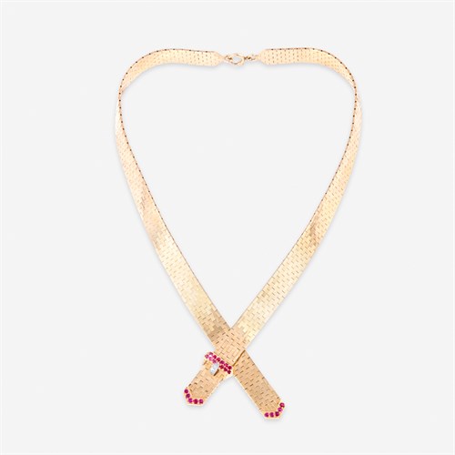 Lot 17 - A Retro fourteen karat gold necklace, Tiffany & Co.