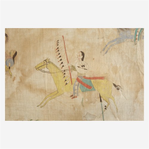 Lot 46 - A Great Plains pictographic War Record on muslin