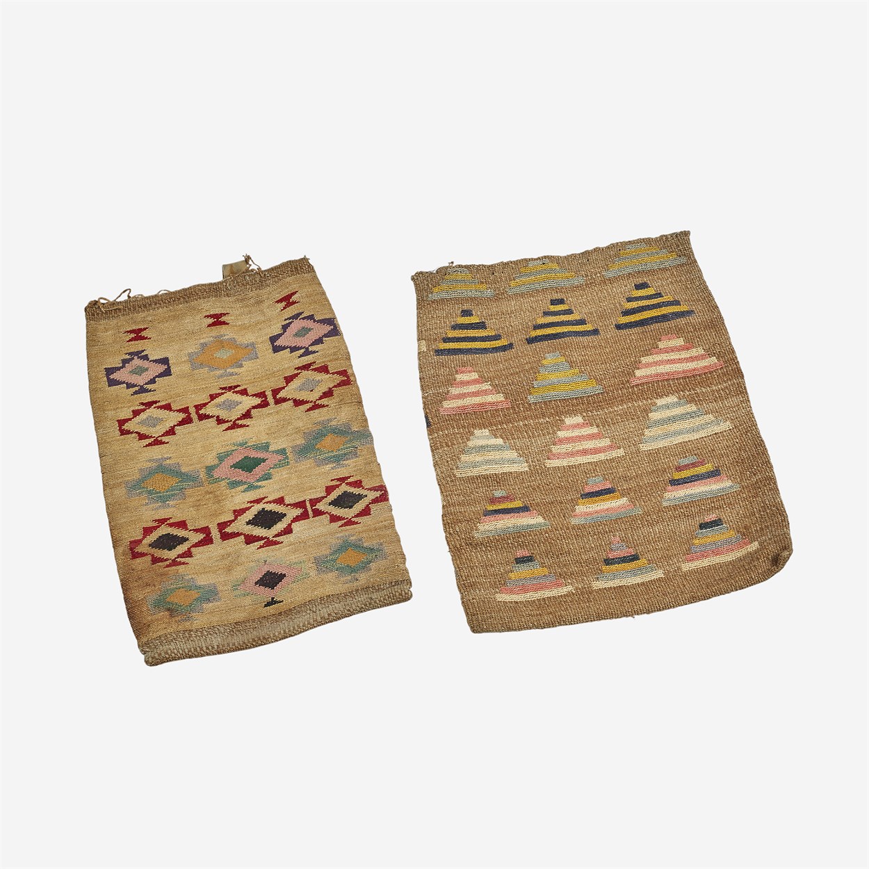Lot 55 - Two Plateau double-sided twined cornhusk bags