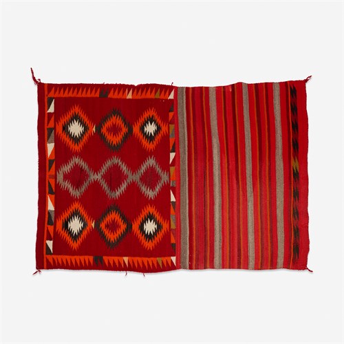 Lot 63 - A Navajo Germantown woven double saddle blanket