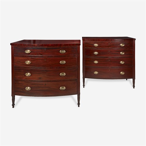 Lot 69 - A pair of Federal bow-front mahogany chests of drawers