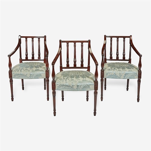 Lot 67 - Three Federal carved mahogany armchairs