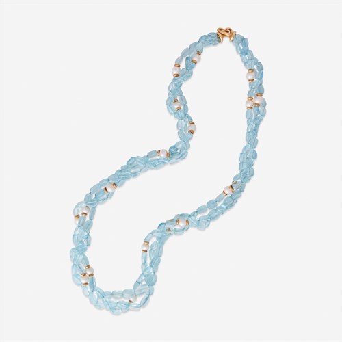 Lot 71 - An aquamarine bead necklace, Verdura