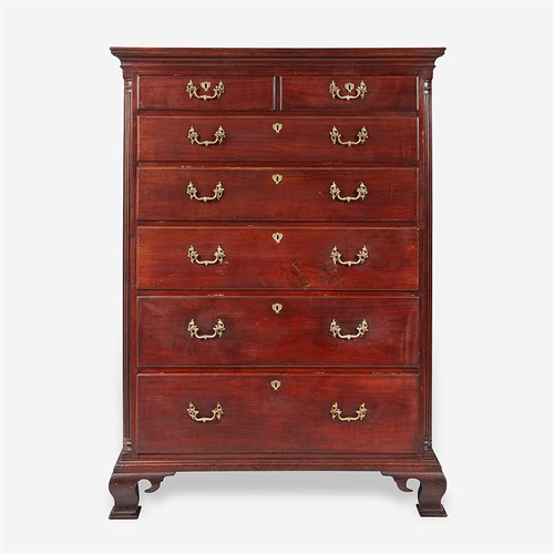 Lot 29 - A Chippendale carved walnut tall chest
