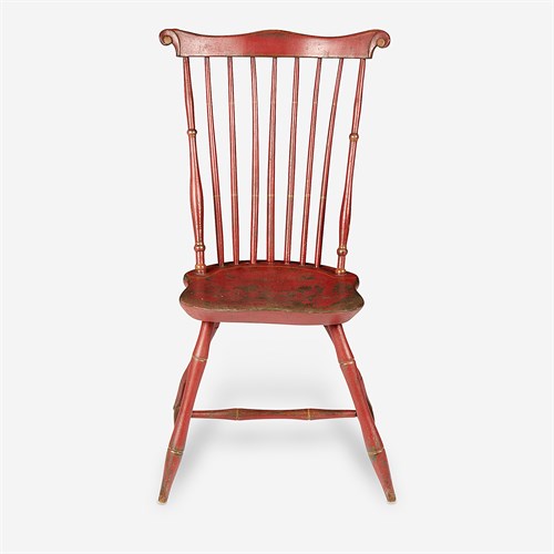 Lot 83 - A red-painted fan-back Windsor side chair