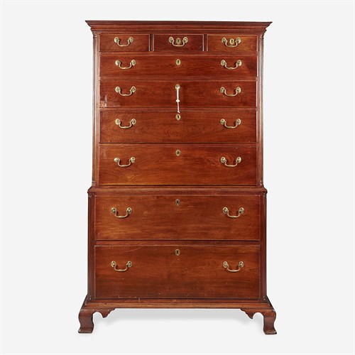 Lot 33 - A Chippendale walnut chest-on-chest