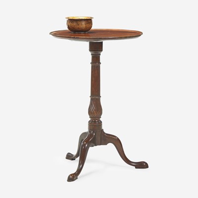 Lot 168 - A Federal carved mahogany candlestand together with turned wood bowl