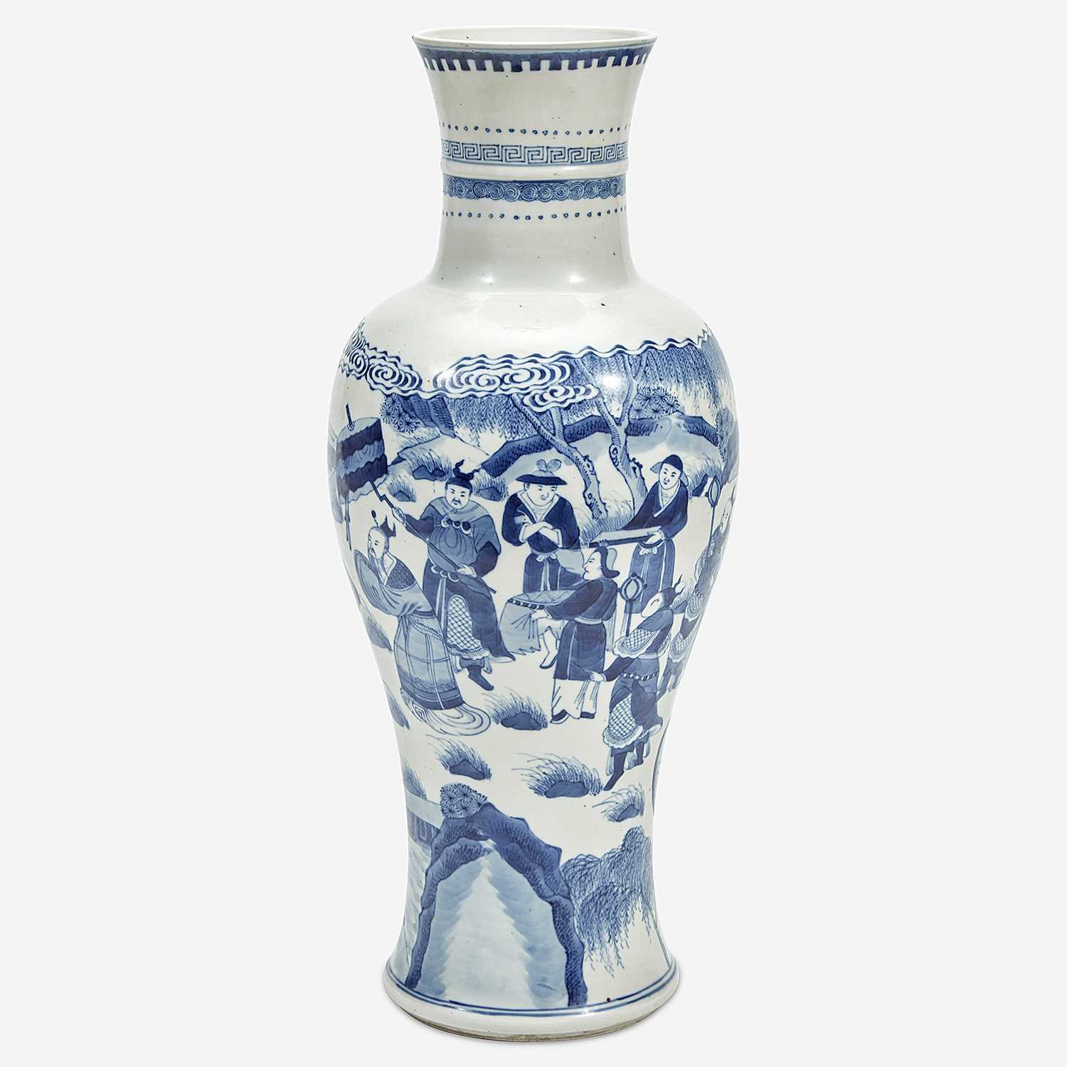 Lot 83 - A Chinese Blue and White Porcelain Tall Baluster Vase