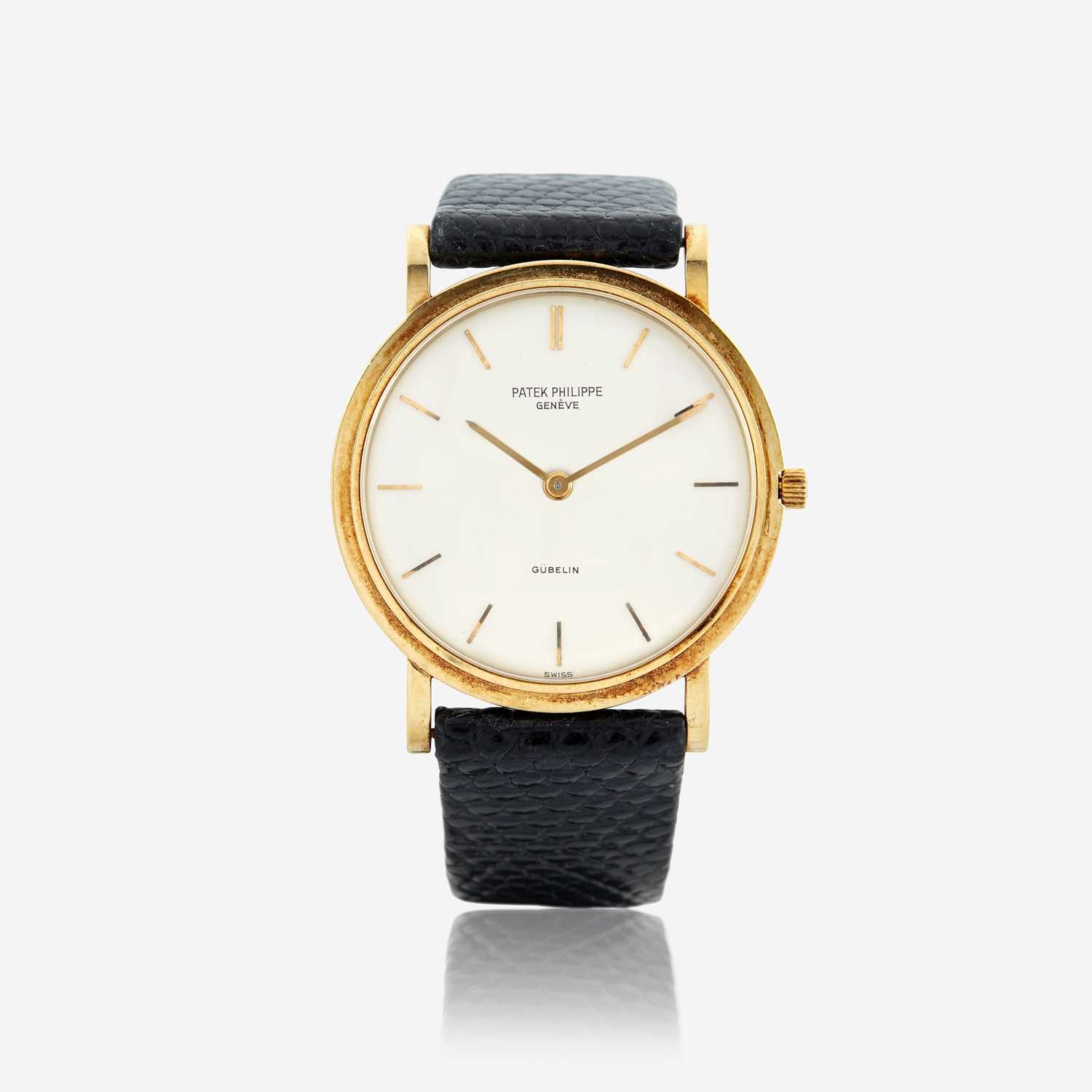 Lot 129 - An eighteen karat gold strap wristwatch, Patek Philippe, retailed by Gubelin