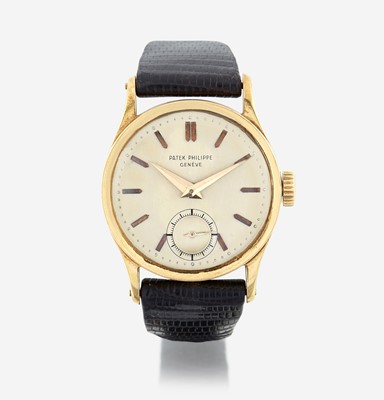 Lot 127 - An eighteen karat gold strap wristwatch, Patek Philippe