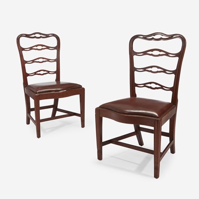 Lot 66 - A pair of Chippendale mahogany ribbon-back side chairs