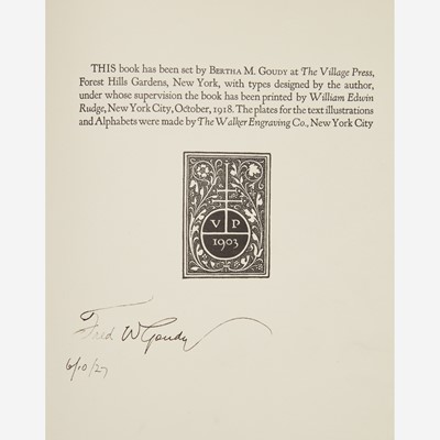 Lot 168 - [Typography] Goudy, Frederic W.