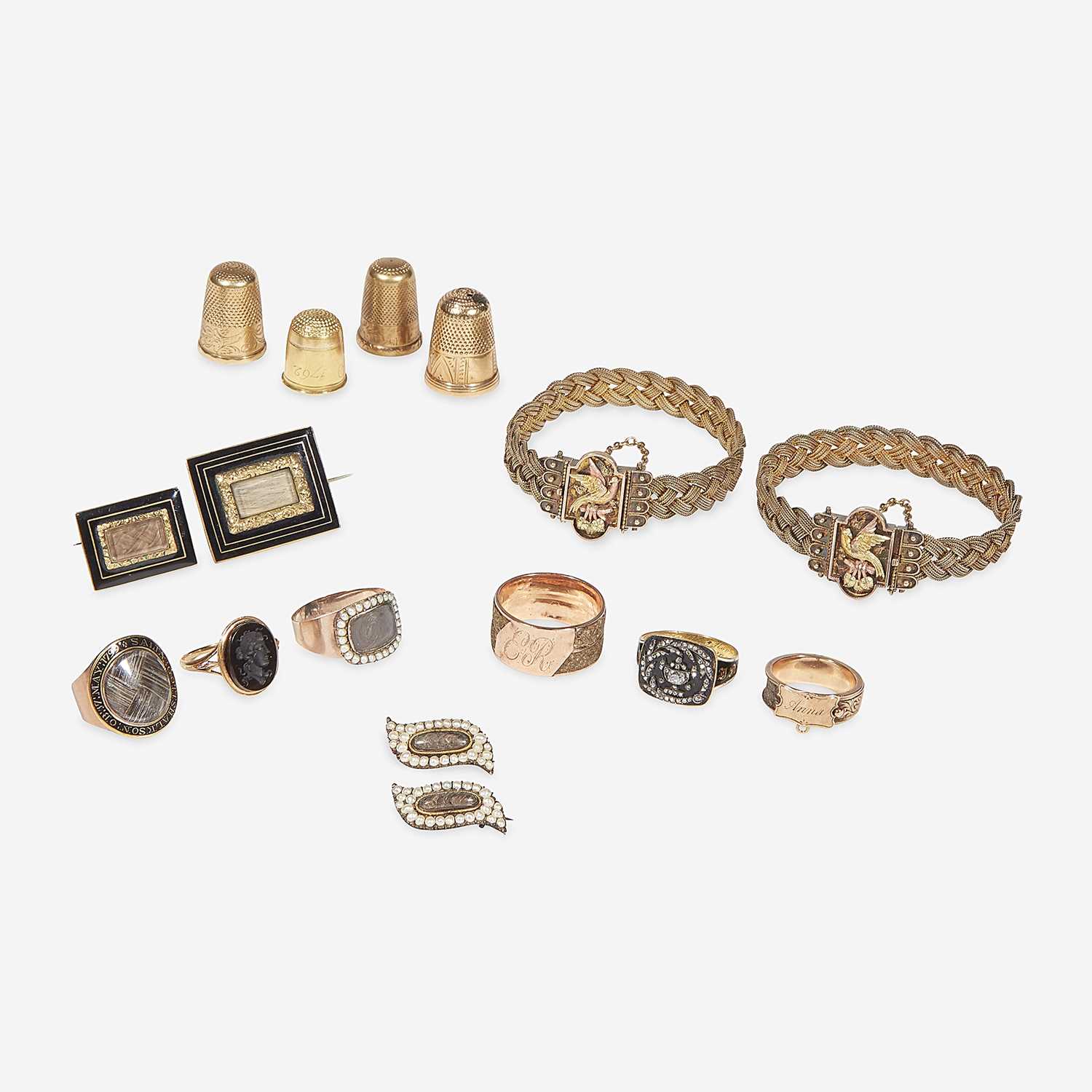 Lot 23 - A group of Mourning and Victorian jewelry and accessories