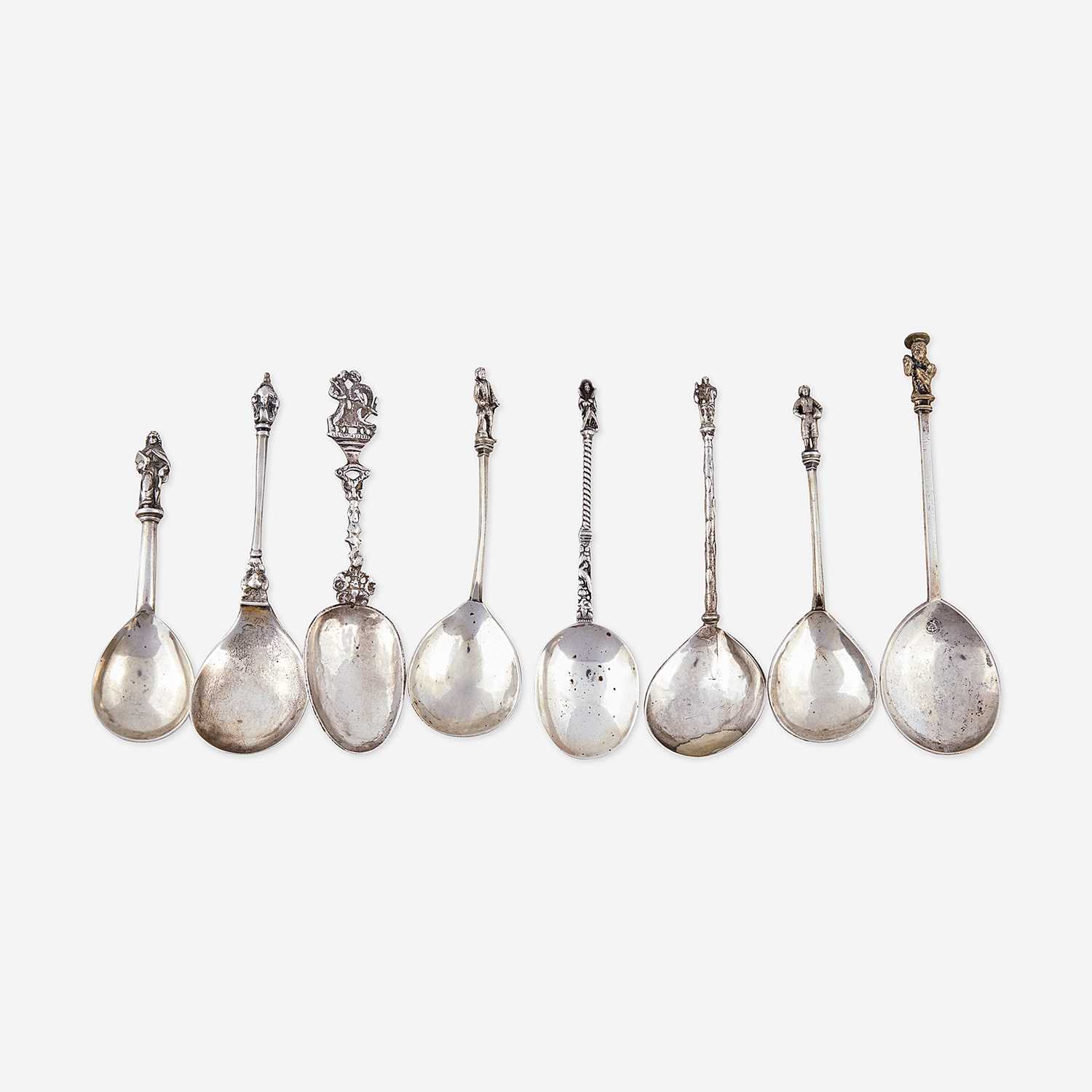 Lot 15 - A group of eight Continental silver apostle spoons