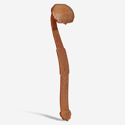 Lot 110 - A Chinese bamboo veneer ruyi scepter