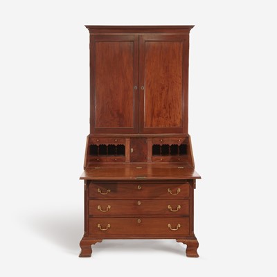 Lot 67 - A Chippendale mahogany desk and bookcase