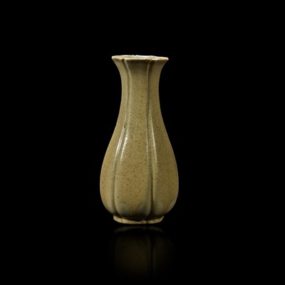 Lot 30 - A Chinese grey-green-glazed lobed miniature vase