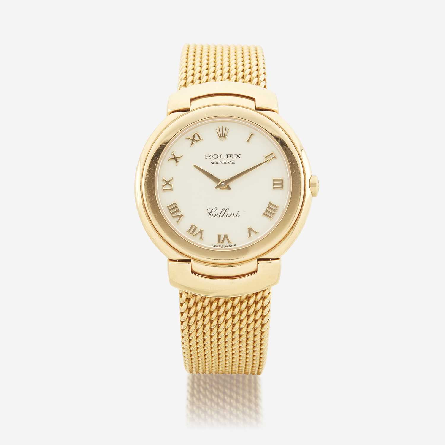 Lot 125 - An eighteen karat gold, bracelet wristwatch, Rolex