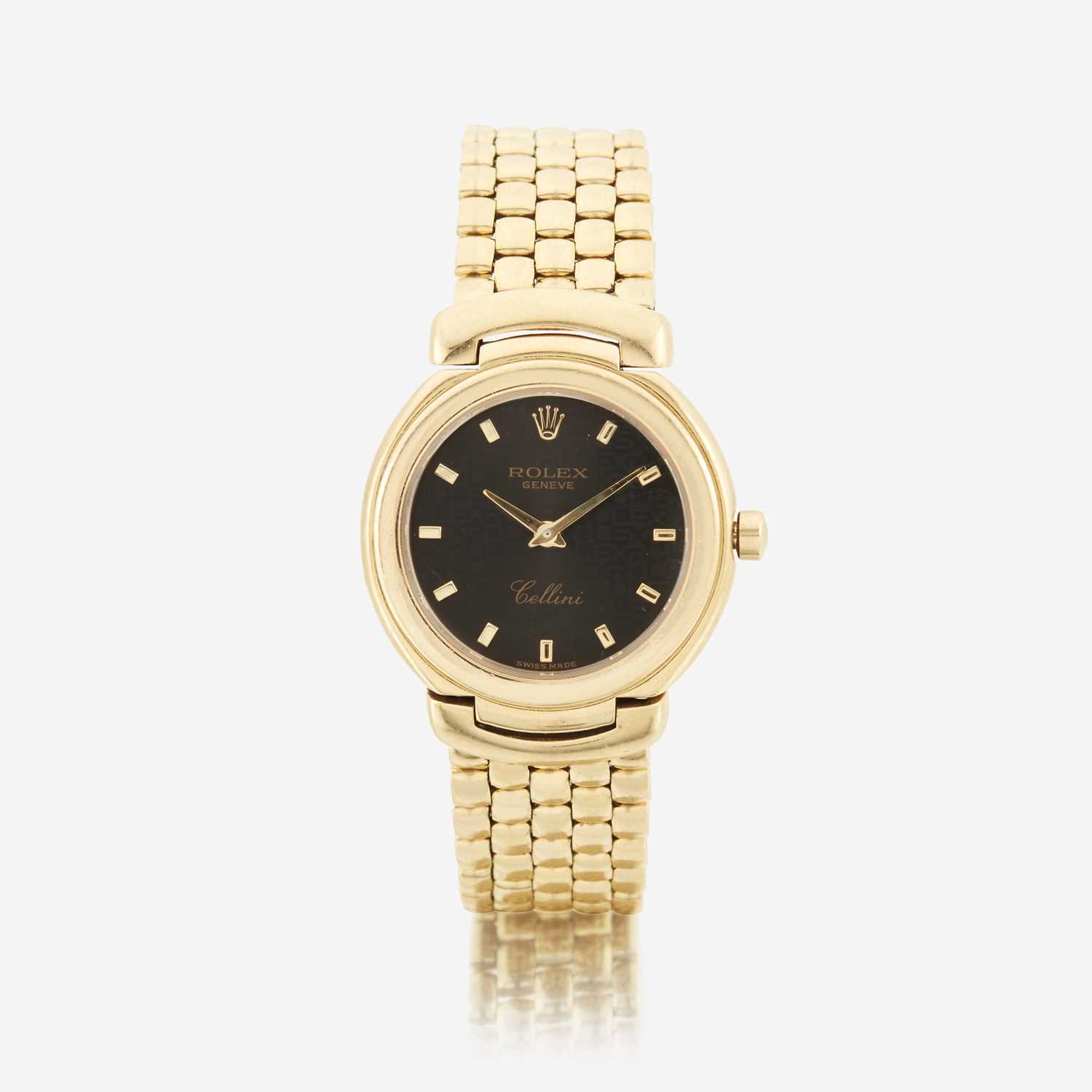 Lot 122 - An eighteen karat gold, bracelet wristwatch, Rolex