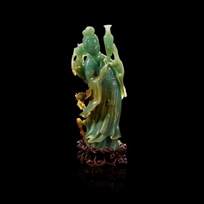 Lot 95 - A Chinese carved jadeite meiren