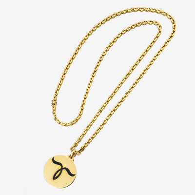 Lot 44 - An eighteen karat gold zodiac pendant necklace, Bulgari