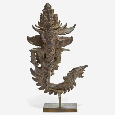 Lot 118 - A Khmer bronze palanquin hook with later stand