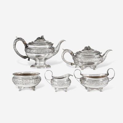 Lot 192 - A George III Sterling Silver Five-Piece Coffee and Tea Service
