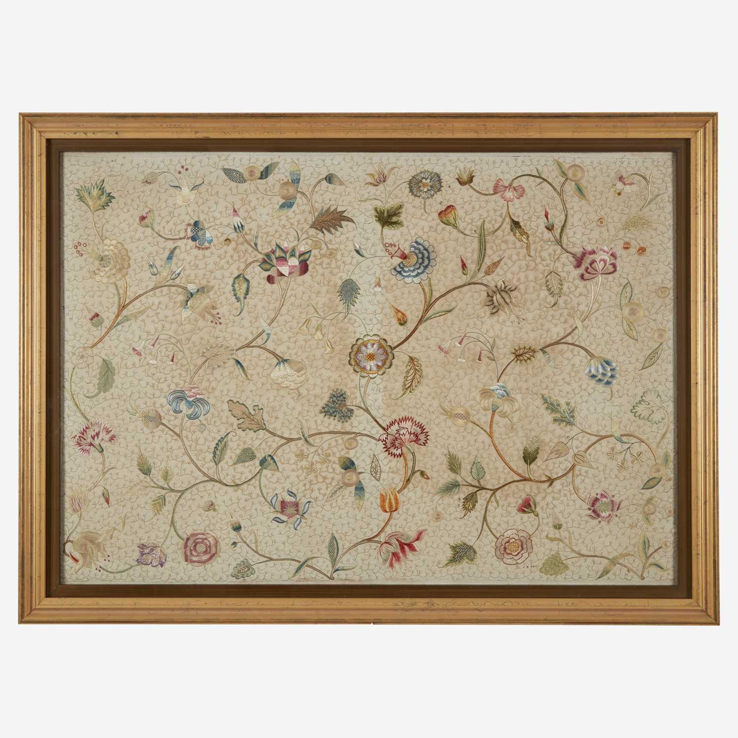 Lot 42 - An English embroidered silk panel