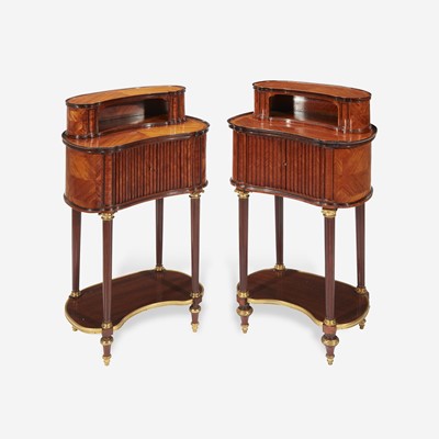 Lot 33 - A Pair of Louis XVI Style Gilt-Bronze Mounted Fruitwood and Mahogany Side Tables