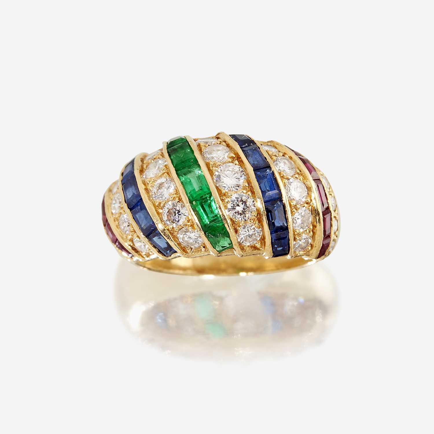 Lot 47 - A diamond, sapphire, emerald, ruby, and eighteen karat gold ring, Cartier