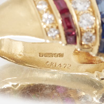 Lot 47 - A diamond, sapphire, emerald, ruby, and eighteen karat gold ring, Cartier