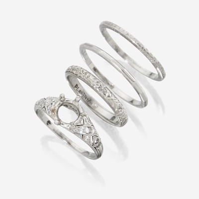 Lot 78 - A collection of four platinum rings