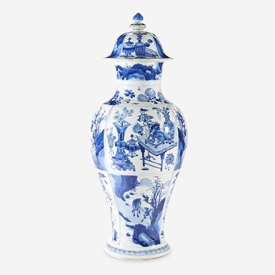 Lot 48 - A Chinese blue and white porcelain baluster vase and cover